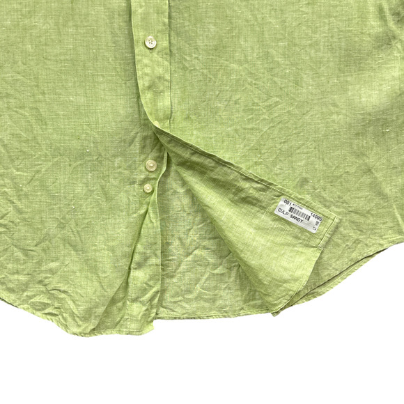 Vintage Brooks Brothers Shirt Adult LARGE Green Irish Linen Button Down 90s - Picture 7 of 9